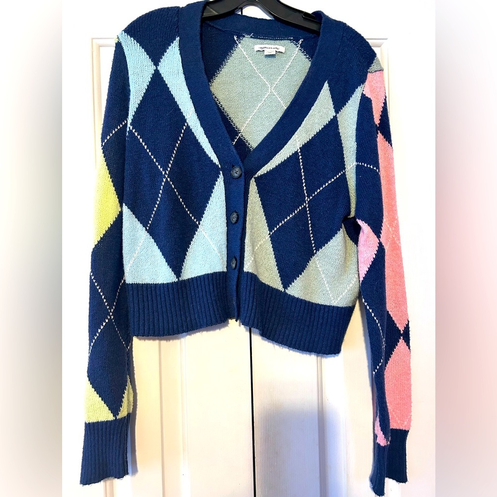 NWOT American Eagle Argyle cardigan cropped sweater